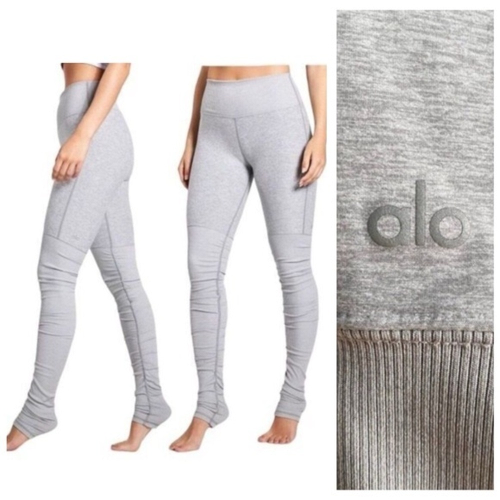 Alo Gray Zinc Heather High Waisted Alosoft Goddess Leggings XS